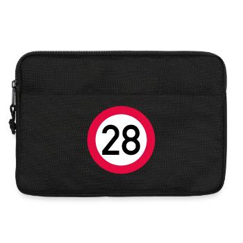 28. Geburtstag Achtung! Verkehrsschild 28 Km/h - Laptoptasche 13" - Schwarz - Vorne
