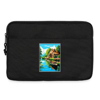 Giethoorn Riverside Cottage en été fleuri - Sacoche pour ordinateur portable 13 pouces - noir - Devant