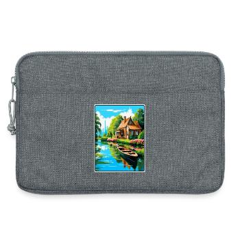 Giethoorn Riverside Cottage in Summer Bloom - Laptop bag 13" - heather grey - Front