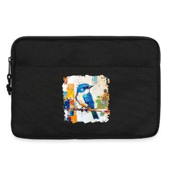 Blauer Vogel im Farbblock-Abstract - Laptoptasche 13" - Schwarz - Vorne