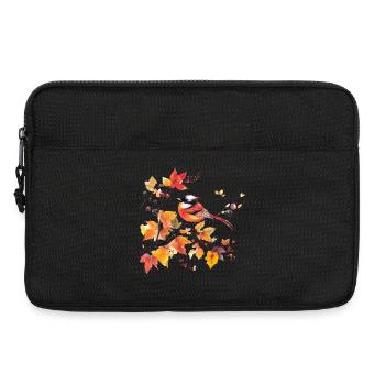 Bird in autumn on leaf branch - Laptop bag 13" - black - Front