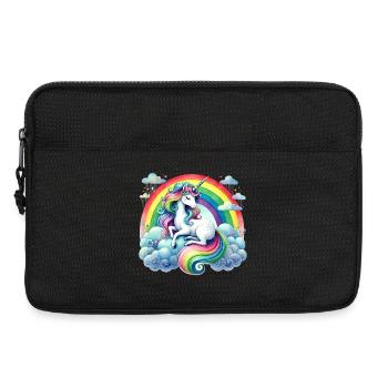 Regenbogen-Einhorn auf Wolken - Laptoptasche 13" - Schwarz - Vorne