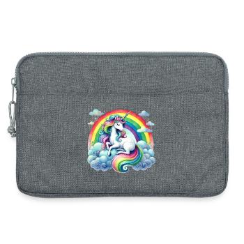 Licorne arc-en-ciel sur les nuages - Sacoche pour ordinateur portable 13 pouces - gris chiné - Devant