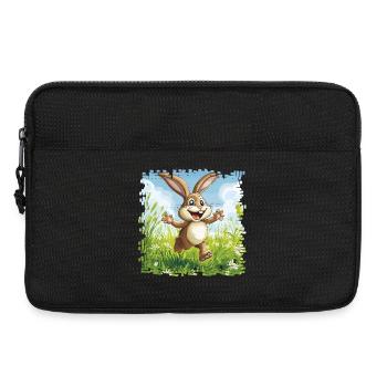 Lapin joyeux dans la prairie printanière - Sacoche pour ordinateur portable 13 pouces - noir - Devant