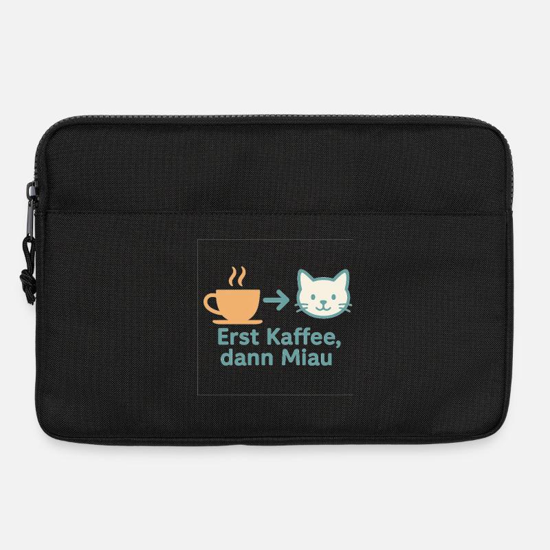 Erst Kaffee, dann Miau - Laptoptasche 13" - Schwarz