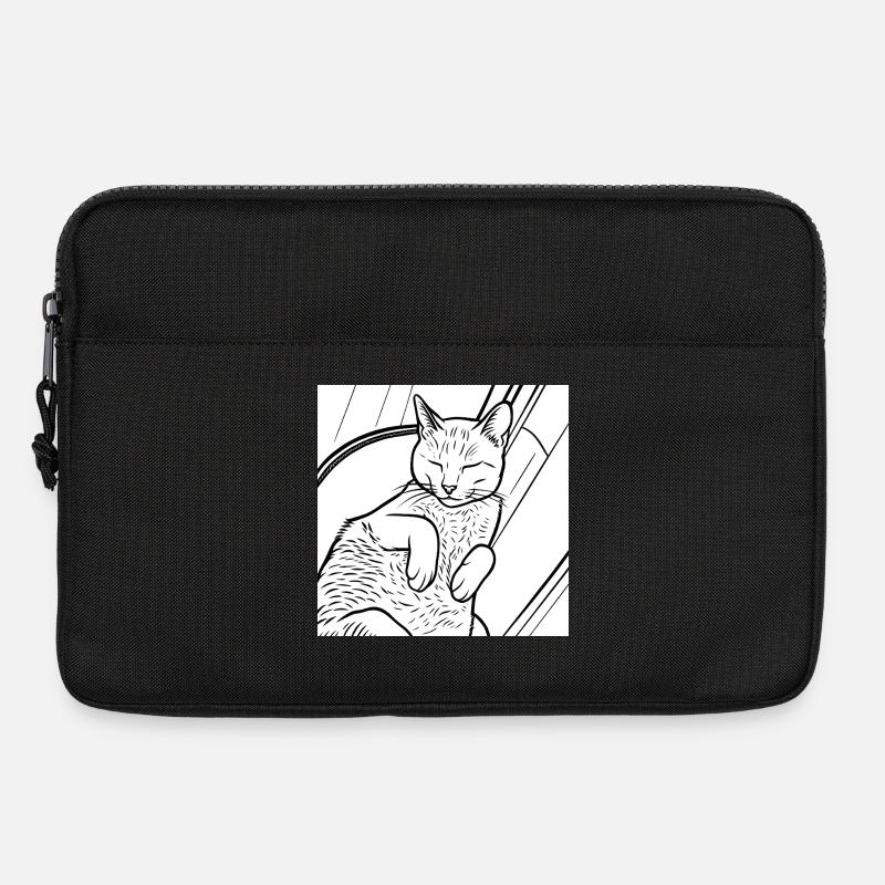 Schlafende Katze Linienkunst - Laptoptasche 13" - Schwarz