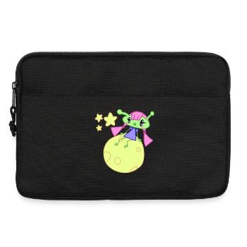 Alien sur la lune avec des étoiles - Sacoche pour ordinateur portable 13 pouces - noir - Devant