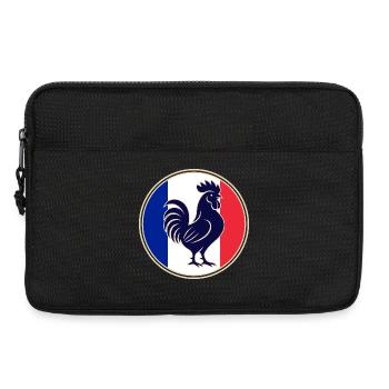 Dreifarbige Hahn-Silhouette in kreisförmigem Rahmen - Laptoptasche 13" - Schwarz - Vorne