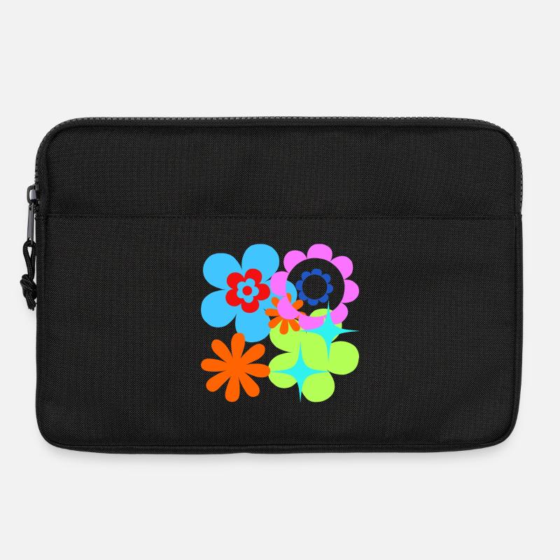 Kunterbunte Blüten und Sterne Psychedelische Flora - Laptoptasche 13" - Schwarz