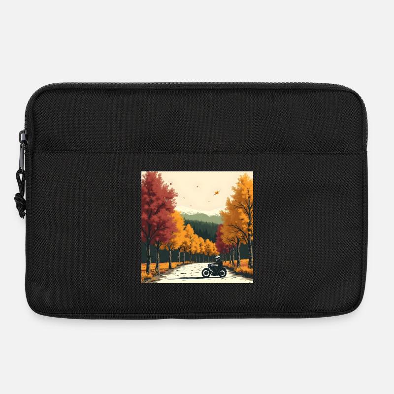 Block-Print Tree Row + Bike - Laptoptasche 13" - Schwarz