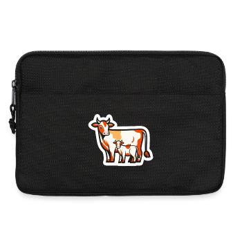 Kuh mit Kalb – Bauernhof Liebe im Comic-Stil - Laptoptasche 13" - Schwarz - Vorne