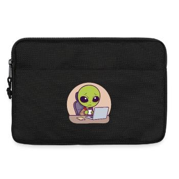 Stressed alien at desk with coffee - Laptop bag 13" - black - Front