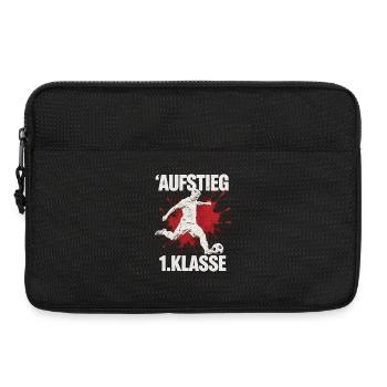 Aufstieg 1. Klasse Schulanfang Fußball Rot  - Laptoptasche 13" - Schwarz - Vorne