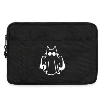 Katze im Geistkostüm – witziges Halloween Motiv - Laptoptasche 13" - Schwarz - Vorne