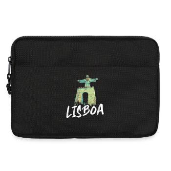 Christ King Lisbon and Tagus blue illustration - Laptop bag 13" - black - Front
