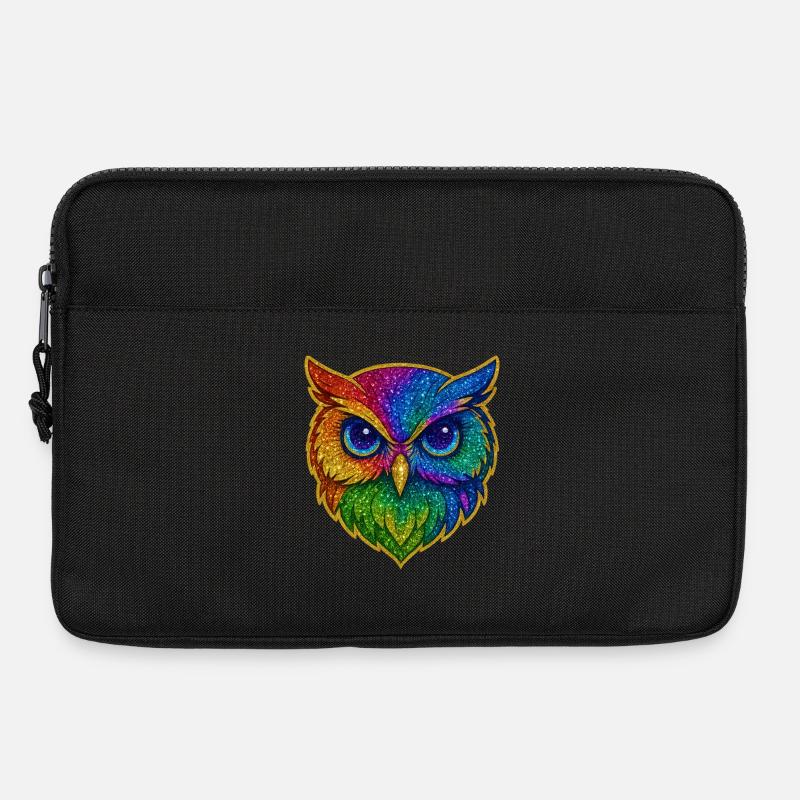 Eule | Waldkauz | Regenbogen Eulenzauber - Laptoptasche 13" - Schwarz