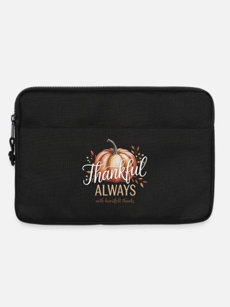 Autumn Pumpkin Grateful Always Design - Laptop bag 13" - black