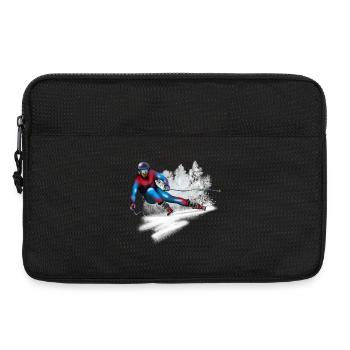 Rasender Skifahrer im Schnee - Laptoptasche 13" - Schwarz - Vorne