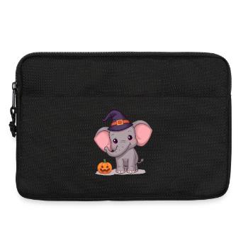 Mignon bébé éléphant sorcière citrouille Halloween - Sacoche pour ordinateur portable 13 pouces - noir - Devant
