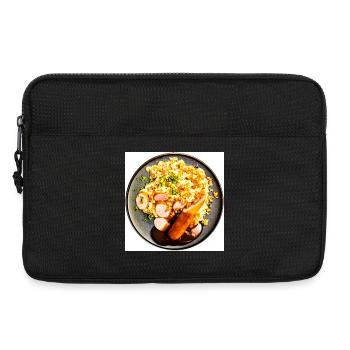Dish with sausage and mashed potatoes - Laptop bag 13" - black - Front