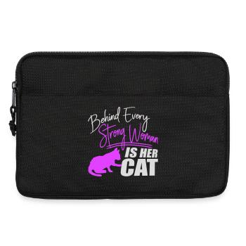 Derrière chaque femme forte se trouve son chat Spruch Katze - Sacoche pour ordinateur portable 13 pouces - noir - Devant