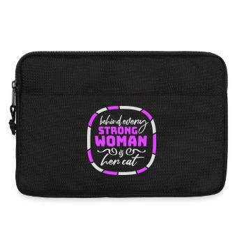 Derrière chaque femme forte se trouve son chat Spruch Katze - Sacoche pour ordinateur portable 13 pouces - noir - Devant
