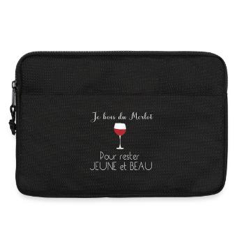 Verre de Merlot Pour Rester Jeune - Sacoche pour ordinateur portable 13 pouces - noir - Devant