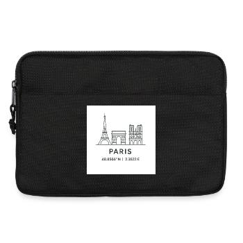Paris Line Art Silhouette Point de repère - Sacoche pour ordinateur portable 13 pouces - noir - Devant
