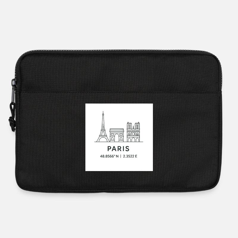 Paris Linienkunst Silhouette Wahrzeichen - Laptoptasche 13" - Schwarz