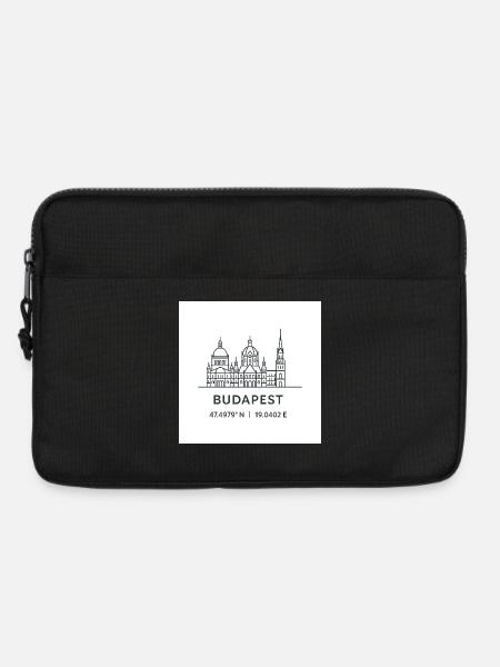 Budapest Line Art Silhouette Landmark - Laptop bag 13" - black