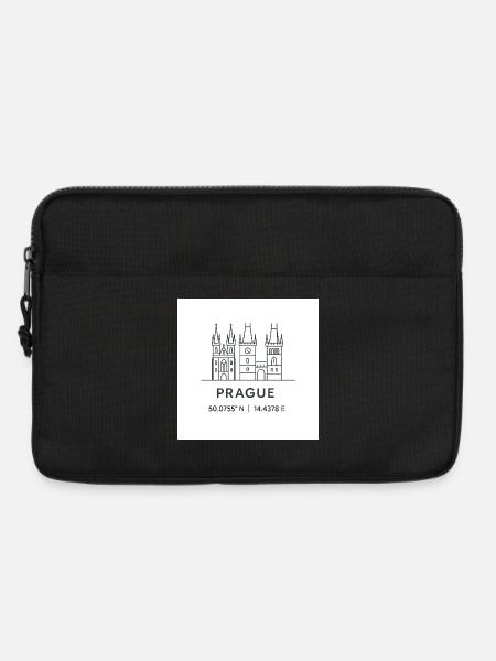 Prague Line Art Silhouette Landmark - Laptop bag 13" - black