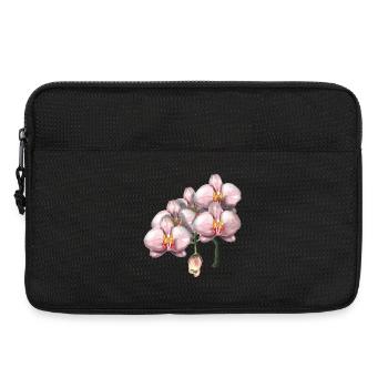 Pink Orchid Blossoms Illustration - Laptop bag 13" - black - Front
