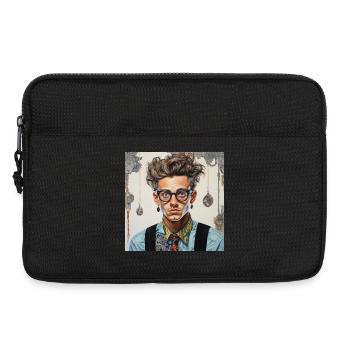 Vintage nerd portrait lunettes emmêlé cheveux animal - Sacoche pour ordinateur portable 13 pouces - noir - Devant