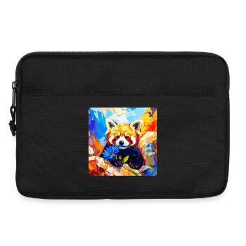 Roter-Panda-Blaue Blume - Laptoptasche 13" - Schwarz - Vorne