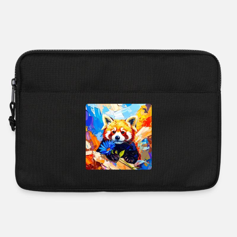 Roter-Panda-Blaue Blume - Laptoptasche 13" - Schwarz