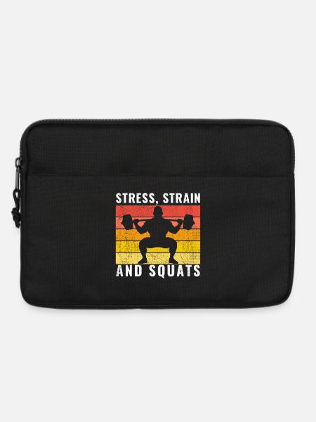 Stress Belastung und Kniebeugen, Lustiger Ingenieur Gym T-Shirt - Laptoptasche 13" - Schwarz