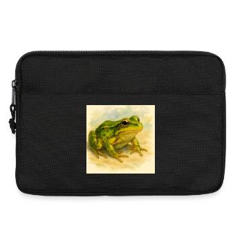 Watercolor Green Frog - Laptop bag 13" - black - Front
