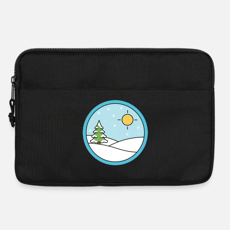 Winterlandschaft mit Schnee und Sonne - Laptoptasche 13" - Schwarz