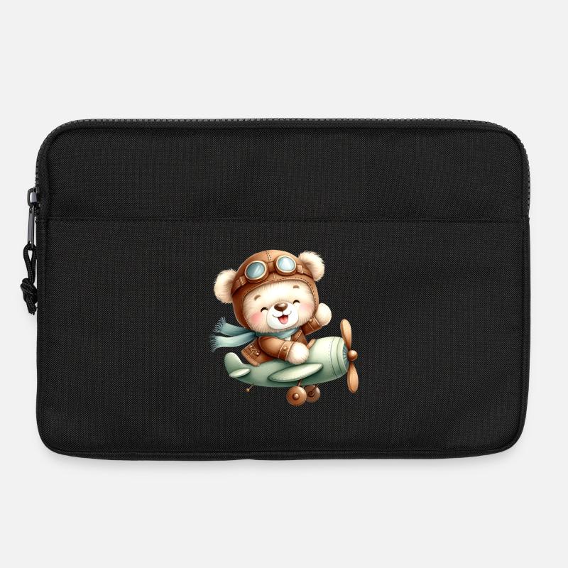 Flieger-Teddy - Laptoptasche 13" - Schwarz