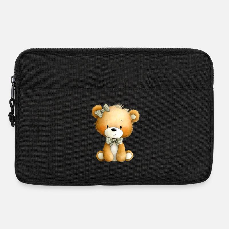 sitzender Teddy - Laptoptasche 13" - Schwarz