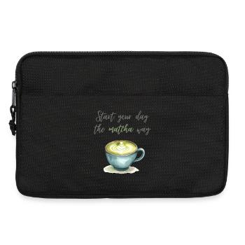 Commencez votre journée à la manière du matcha Art de l’aquarelle - Sacoche pour ordinateur portable 13 pouces - noir - Devant