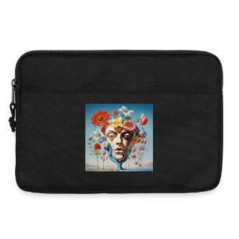 Floral Mask Portrait Surreal - Laptop bag 13" - black - Front