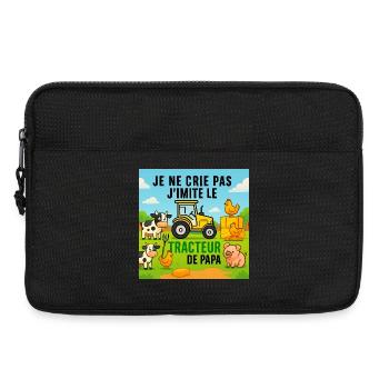 Papas Traktor und bunte Tiere - Laptoptasche 13" - Schwarz - Vorne