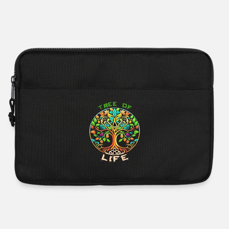 Regenbogen Baum des Lebens Kreis - Laptoptasche 13" - Schwarz
