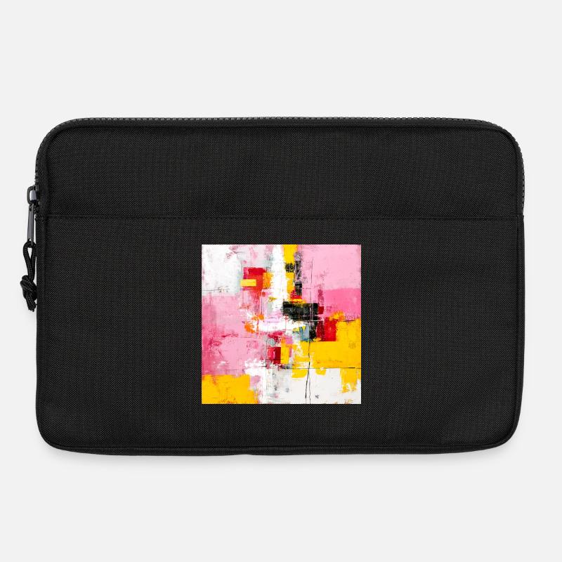 Abstrakte Farbblöcke Pink Gelb - Laptoptasche 13" - Schwarz