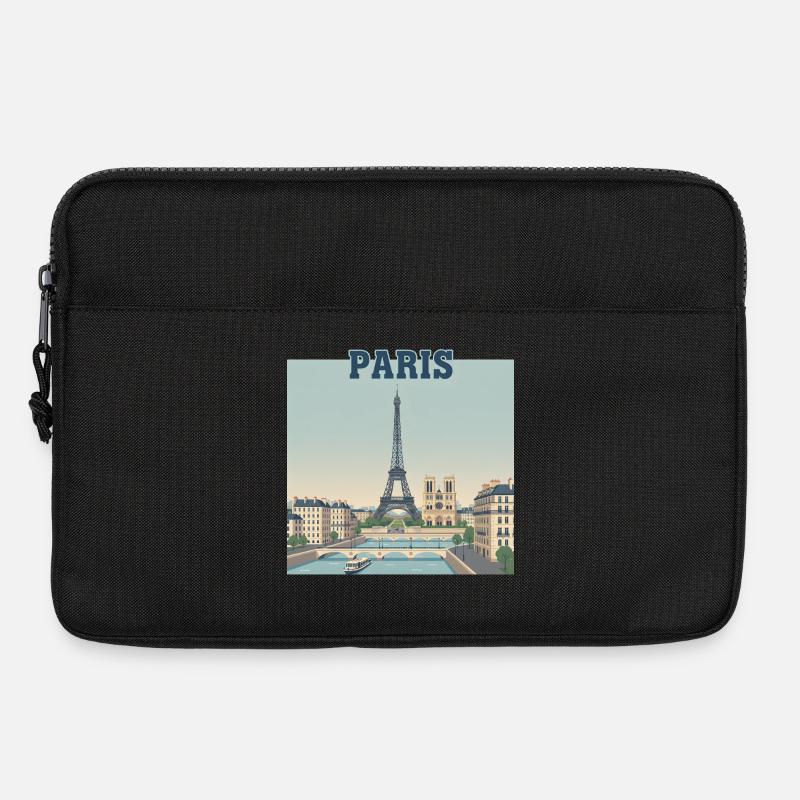 Paris Skyline Eiffel Print - Laptop bag 13" - black