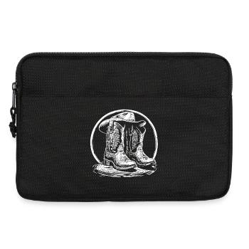 Western Boots silhouette in a circle - Laptop bag 13" - black - Front