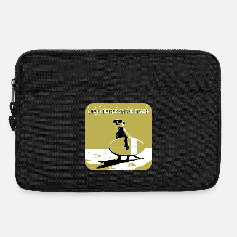 cooles Erdmännchen mit Surfboard - Laptoptasche 13" - Schwarz