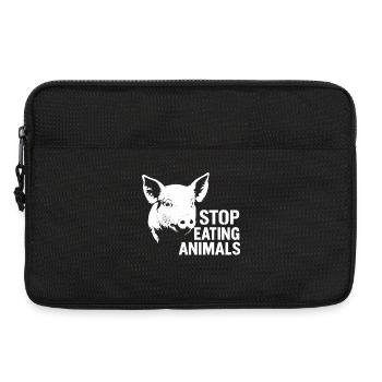 Bien-être animal | Protestation contre les cochons : arrêter de manger des animaux - Sacoche pour ordinateur portable 13 pouces - noir - Devant
