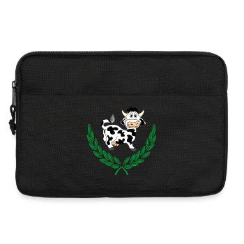 Niedliche Kuh im grünen Lorbeerkranz - Laptoptasche 13" - Schwarz - Vorne